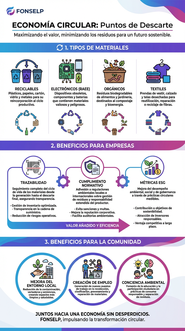 Infografía Economía Circular y Puntos de Descarte