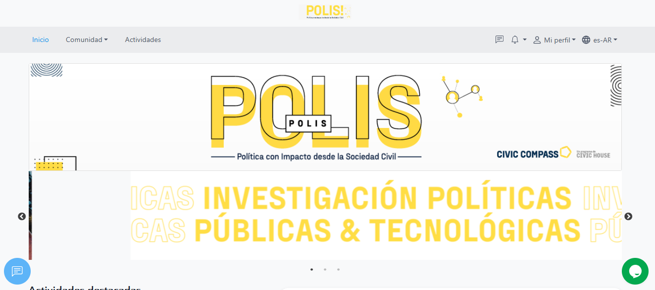 Vista de la plataforma POLIS de Fonselp como la ven los usuarios